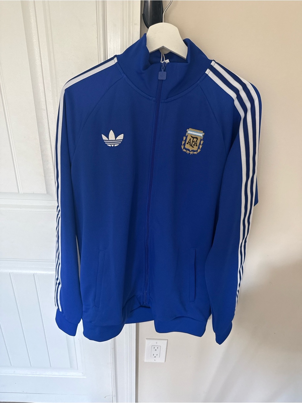 adidas Royal Blue Track Jacket with White Stripes Authetic